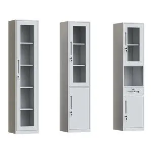 Single Locker with Glass Door Display Cabinet with Shelves Lockable Metal Storage Cupboard Smart Lockers