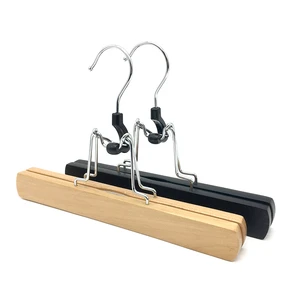 Wooden Hangers With Clips Stainless Steel Hook Non Slip Anti-indentation Skirt Clip Wooden Hangers With Logo