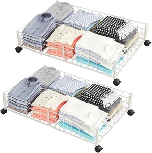 Under Bed Storage with Wheels Rolling Under Bed Storage Containers Organizer Drawers Bins White