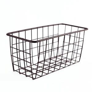 Home Storage Wire Basket Picnic Basket/ Popular Rectangle Metal Wire Mesh Kitchen Bathroom Living Room Organizer Rack