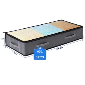 PVC Transparent Cover Storage Boxes Bins Eco-Friendly Non-woven Fabric Under Bed Storage Boxes with Strong Handle