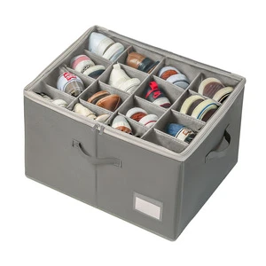 Wardrobe Shoe Storage Rack, Large 16-pair Shoe Storage Box, Transparent Foldable Shoe Container with Reinforced Handle, Shoe Box
