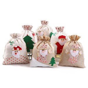 OEM Drawstring Eco-Friendly Cotton Christmas Gift Bag Premium for Christmas Gift Candy Storage