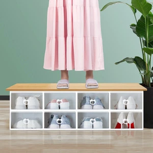 Foldable Cat Head Shoe Box Storage Transparent PP Dustproof Japanese Style Stackable Compartments Lid Shoe Cabinet Large/Small