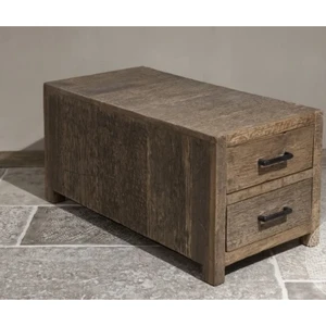 Durable Low Chest Drawers 2 Drawers Handcrafted Reclaimed Wood Free Standing Stackable European Style Stylish Compact