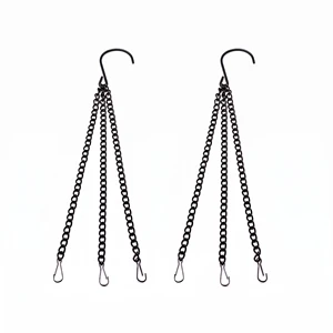 Plated Black Metal Hanging Flower Pot Basket Chain For Garden Balcony Plants Hanger