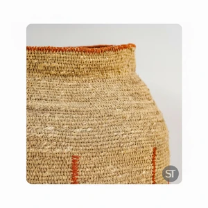 Natural Fiber Eco-Friendly Modern Braided Seagrass Storage Basket for Home Organization Living Room Decor Handwoven Circle Bin