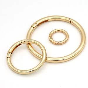 61mm Zinc Alloy Round Carabiner Clip Snap Bag Accessories Adjustable Spring Snap Clip Hooks Gold Spring O Ring