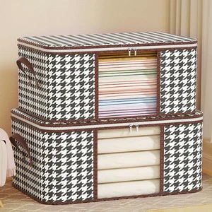 48L Fabric Storage Bags Bedroom Quilt Clothes Container Bag Wardrobe Organizer Underwear Sweater Jacket Coat Clothes Storage Box