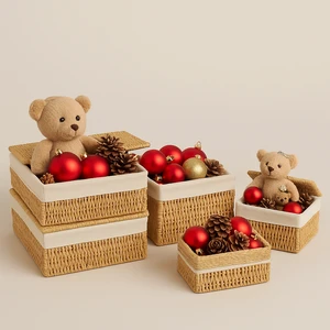 Set of 3 Natural Woven Multi-Purpose Storage Baskets