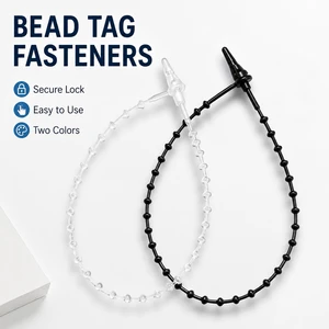 3 Inch Beaded Loop Lock Fasteners Adjustable Plastic Security Ties Snap Lock Pins For Retail Garment Price Tag Labeling