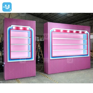 Retail Toy Shop Wall Display Shelves Customized Gift Boutique Showcase Led Lighting Claw Doll Shop Display Cabinet