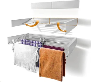Heavy Duty Wall Mount Drying Rack Foldable Metal Wardrobe for Towel Coat Storage, Home Organization