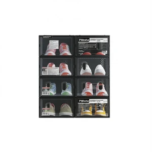 Pibbaba Stackable Shoe Storage Cabinet Clear Front Plastic Sneaker Organizer Box Dustproof Entryway Closet Bedroom for Men Women