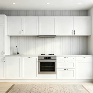 Modern Minimalist White MDF Wood Lacquer Custom Modular Kitchen Storage Cabinets With Hinge For Kitchen Projects
