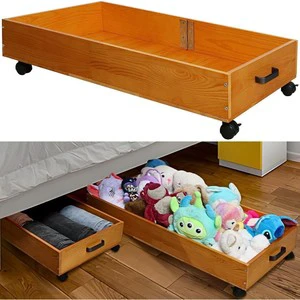 2 Pack Solid Wood Under Bed Storage Underbed Drawers Underneath with Handle Bed with Storage Underneath