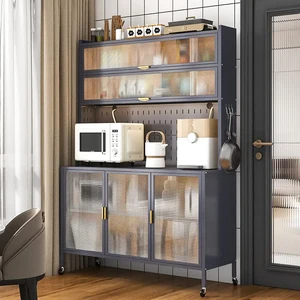 Free Standing Steel Retailer Kitchen Floor Multi-layer Organizer Storage Holder with Door Containers Cabinet