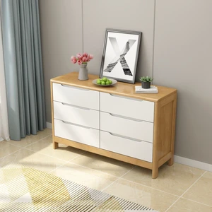 Santafy European Solid Wood Modern 6-Drawer Chest of Drawers for Hospital Bedroom Living Room & Warehouse Storage