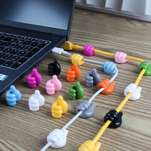 Thumb-shaped PVC Adhesive Hook Cable Organizer Data Cable Storage Creative Cute Desktop Organizer Wire Holder Desk Tidy Cord