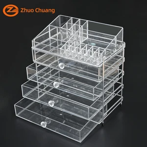 Wholesale Custom 4 Layers Clear Acrylic Makeup Organizer Large Capacity Dustproof Drawer Cosmetic Jewelry Storage Box