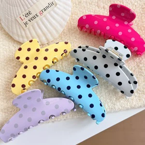 Custom Acetate Hair Claw Clip Polka Dot Large Sized Clasp Hairpin In Retro Macaron Color Acetate Claw Clip