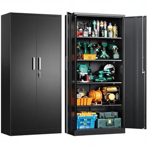 Modern Steel Garage Storage Cabinet with Adjustable Shelves Lockable Design 71