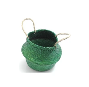 King Craft Viet Woven Seagrass Eco-Friendly Folding Belly Basket Customized Size Multifunction Home Organizer Braided Storage