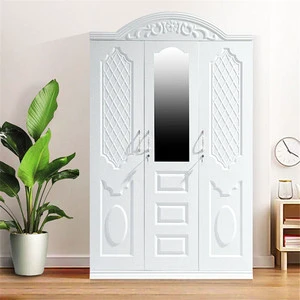 Baby Bedroom Steel Almirah European Style Imprint Pattern Metal Wardrobe with Mirror for Home