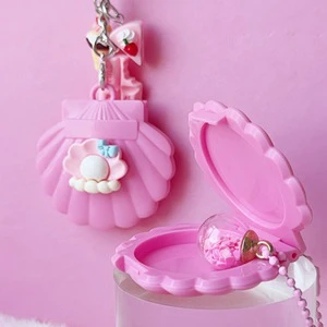 2-3g Pink Shell-Shaped Cosmetic Blush Case Pendant Makeup Packaging Eyeshadow/Highlighter Palette ABS Plastic Boxed