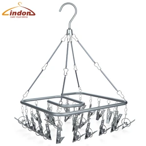 24 Clip Metal Clothespins Folding Aluminum Bra Clip Hanger Rack Socks Organizer for Lingerie Hat Boot