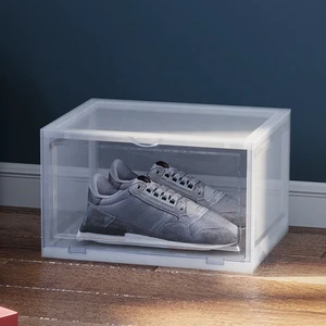 Stackable Transparent Plastic Shoe Box Rectangle Shape Collapsible Sneaker Cabinet for Shoe Storage