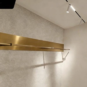 Men's Women's Stainless Steel Wall-Mounted Side Hanging Multifunctional Industrial Style Clothes Rack Shelf for Clothing Store