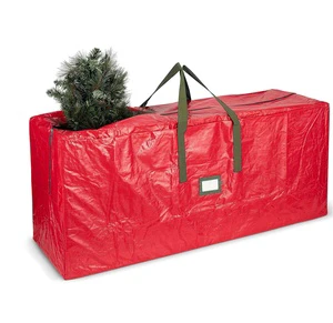 Large Capacity Red Christmas Tree Storage Tote Heavy-Duty Organizer Garage Tree Storage Solution for Xmas Holiday Supplies