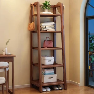 Modern Design Solid Wood Coat Rack for Bedroom Simple Drying Rack with Hanger for Bed End Storage Small Apartment Storage Rack