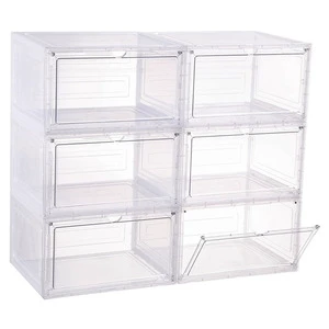 Modern Transparent Foldable Shoe Box Storage PP Plastic Space-Saving Sneaker Organizer for Household Use