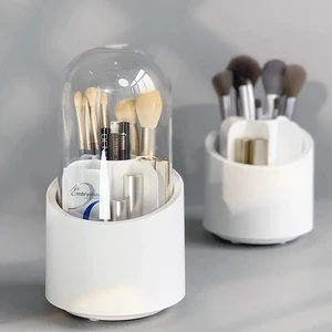 Simple Rotating Makeup Brush Holder 6 Slots Multifunctional Vanity Storage Box Container for Comb Nail Bathroom Rack Dresser