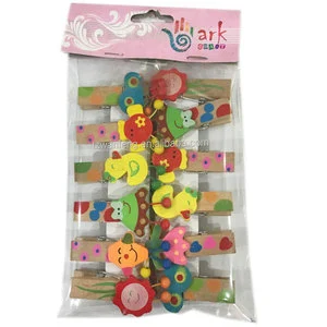 DecoWANFENG Rative Custom Pattern Wooden Peg Wholesale Printed Wood Clothespins