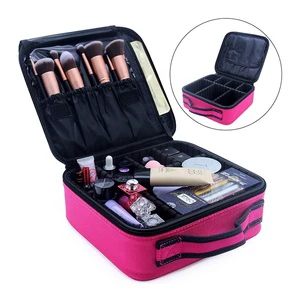 Pink Travel Cosmetic Organizer Storage Bag Makeup and Jewelry Case with Tool Organization Features