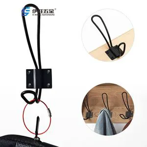 YIWANG Creative Decorative Black Bathroom Bedroom Wall Mount Iron Coat and Hat Hooks