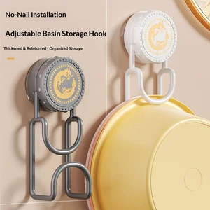 Punch-free Wall-mounted Suction Cup Basin Storage Hook Rotatable Hanger for Basins, Creative Space-saving Wall Hook