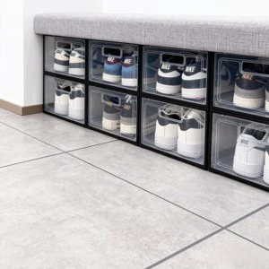Premium Clear Shoe Boxes Stackable Display Organizers for Sneaker Collection & Closet Storage