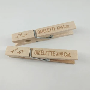Custom Logo Polished Wall Hanging Wedding Clips Birthday Decoration Clothespins Natural Wood 72mm