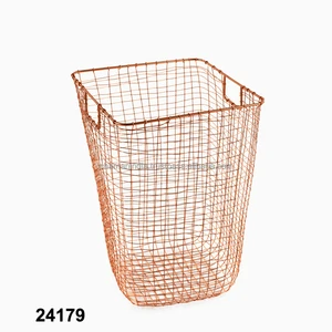 Metal Iron Wire Rose Gold Bin Basket