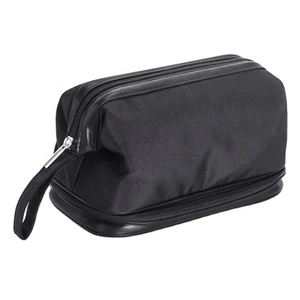 Custom Logo Water Resistant Nylon Men Travel Toiletry Bag Multi-Layer Smooth Zipper Bathroom Storage Wash Bag
