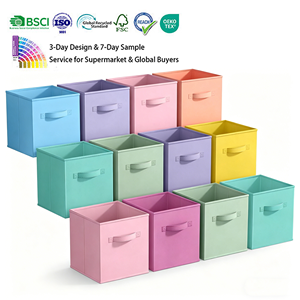 Custom Non Woven Fabric Handle Square Foldable Space Saving Multi-Function Furniture Storage Box Bin Drawer
