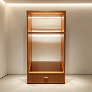 Wood Display Case with Led Nordic Style Shelf with Boutique Handbag Clothing Cabinet Multi-layer Showcase Closet Factory