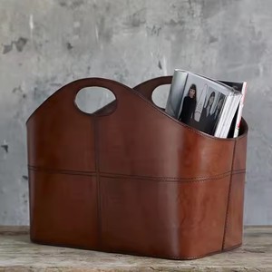 PU Leather Storage Basket Organizer Sundries Storage Container Holiday Portable Gift Basket