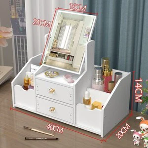 Wholesale Table Top Cosmetics Mirror Drawer Type Jewelry Box Skin Care Lipstick Shelf Desktop Facial Mask Cosmetics Storage Box