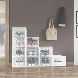 Custom Transparent PP Plastic Foldable Shoe Box Functional Storage Organizer for Bathroom Wardrobe & Sneakers for Entryway
