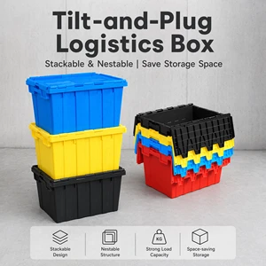 Heavy Duty Nestable Stackable Foldable Eco-Friendly Plastic Tote Crates Solid Box Lid Customized Color ISO9001/ROHS Certified